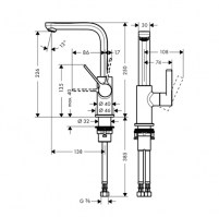 MONOMANDO LAVABO CAÑO ALTO METRIS S HANSGROHE